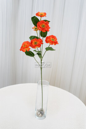 Yapay Çiçek 6lı Taçlı Kır Çiçeği 75 cm Turuncu - 2