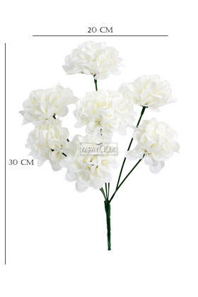 Yapay Çiçek 7 Dallı Eko Kasımpatı Demeti 30 cm Beyaz - 3