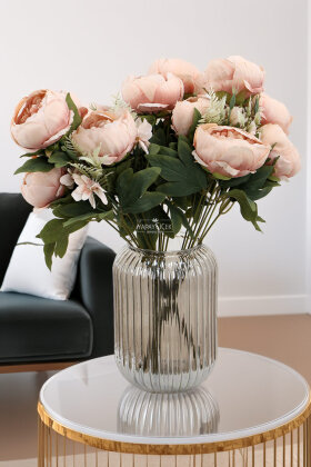 Yapay Çiçek 7 Dallı Garnitürlü Marsilya Gülü Aranjmanı 45 cm Somon - Yapay Çiçek Deposu