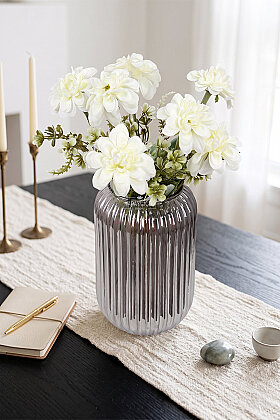 Yapay Çiçek 7'li Bliss Dahlia Demeti 36 cm Beyaz - 2