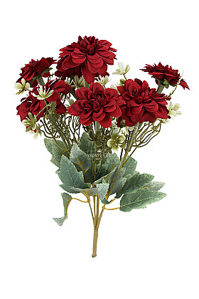 Yapay Çiçek 7'li Bliss Dahlia Demeti 36 cm Bordo - 3