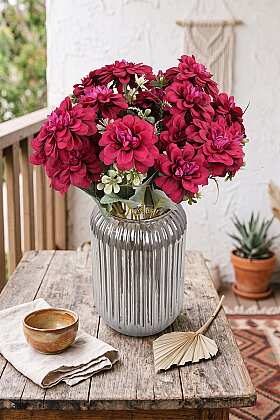 Yapay Çiçek 7'li Bliss Dahlia Demeti 36 cm Fuşya - Yapay Çiçek Deposu