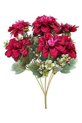 Yapay Çiçek 7'li Bliss Dahlia Demeti 36 cm Fuşya - 3