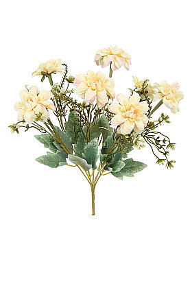 Yapay Çiçek 7'li Bliss Dahlia Demeti 36 cm Krem-Pembe - 3