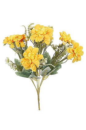 Yapay Çiçek 7'li Bliss Dahlia Demeti 36 cm Sarı - 3