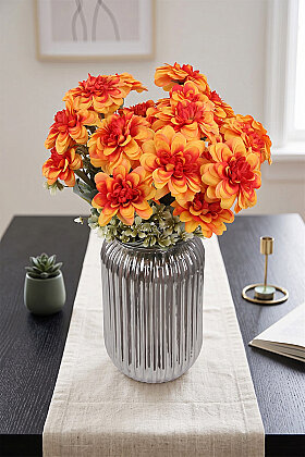 Yapay Çiçek 7'li Bliss Dahlia Demeti 36 cm Turuncu - Yapay Çiçek Deposu