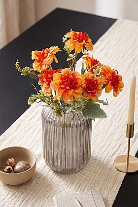 Yapay Çiçek 7'li Bliss Dahlia Demeti 36 cm Turuncu - 2