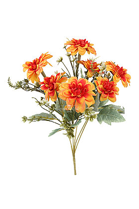 Yapay Çiçek 7'li Bliss Dahlia Demeti 36 cm Turuncu - 3