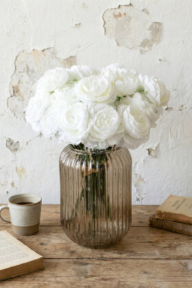 Yapay Çiçek 7li Çay Gülü Demeti 30 cm Beyaz - Yapay Çiçek Deposu