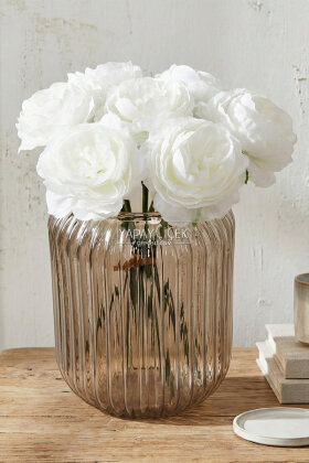 Yapay Çiçek 7li Çay Gülü Demeti 30 cm Beyaz - 2