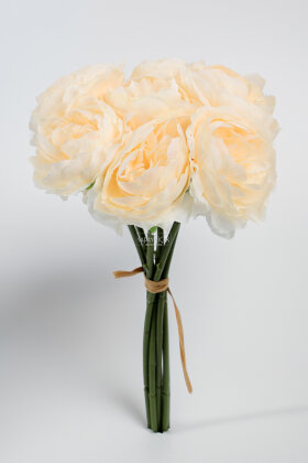 Yapay Çiçek 7li Çay Gülü Demeti 30 cm Krem - 3