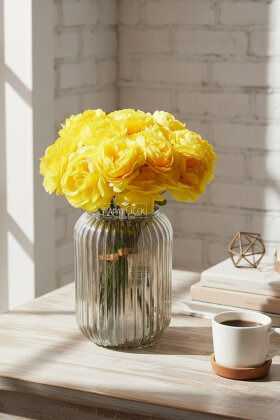 Yapay Çiçek 7li Çay Gülü Demeti 30 cm Sarı - Yapay Çiçek Deposu