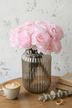 Yapay Çiçek 7li Çay Gülü Demeti 30 cm Toz Pembe - Yapay Çiçek Deposu