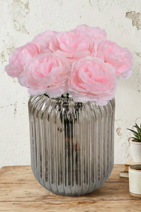 Yapay Çiçek 7li Çay Gülü Demeti 30 cm Toz Pembe - 2