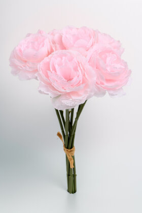 Yapay Çiçek 7li Çay Gülü Demeti 30 cm Toz Pembe - 3