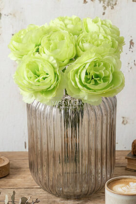 Yapay Çiçek 7li Çay Gülü Demeti 30 cm Açık Yeşil - 2