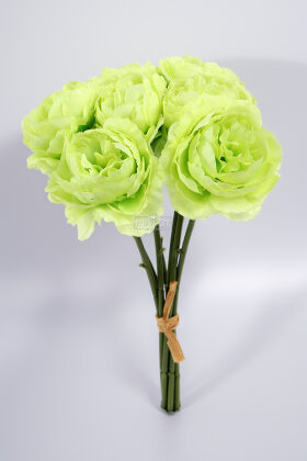 Yapay Çiçek 7li Çay Gülü Demeti 30 cm Açık Yeşil - 3