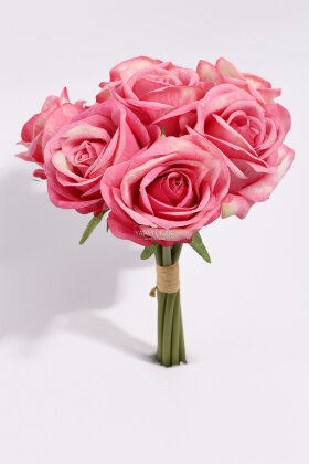 Yapay Çiçek Premium 7'li Engerek Gülü Demeti 25 cm Fuşya - 3
