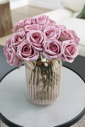 Yapay Çiçek Premium 7'li Engerek Gülü Demeti 25 cm Gül Kurusu - Yapay Çiçek Deposu