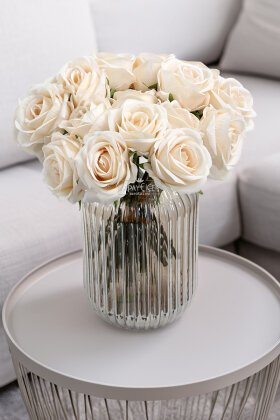 Yapay Çiçek Premium 7'li Engerek Gülü Demeti 25 cm Krem - Yapay Çiçek Deposu