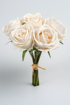 Yapay Çiçek Premium 7'li Engerek Gülü Demeti 25 cm Krem - 3