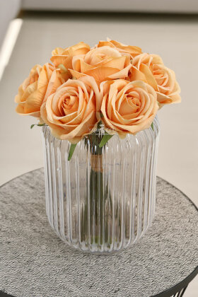 Yapay Çiçek Premium 7'li Engerek Gülü Demeti 25 cm Somon - 2