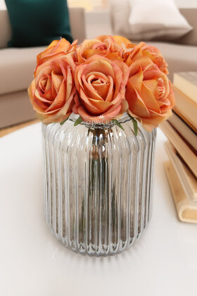 Yapay Çiçek Premium 7'li Engerek Gülü Demeti 25 cm Turuncu - 2