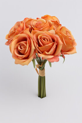 Yapay Çiçek Premium 7'li Engerek Gülü Demeti 25 cm Turuncu - 3