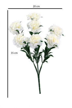 Yapay Çiçek 7li Karanfil Çiçeği Demeti 35 cm Beyaz - 3