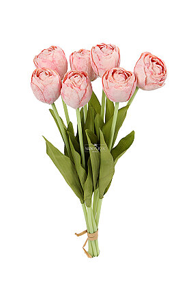 Yapay Çiçek 7li Lüx Kuru Model Lale Demeti 40 cm Somon-Pembe - 3