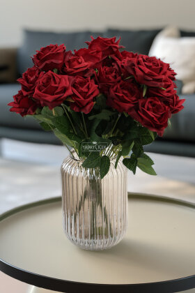 Yapay Çiçek 9'lu Bağdat Gülü Demeti 42 cm Bordo - Yapay Çiçek Deposu