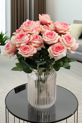 Yapay Çiçek 9'lu Bağdat Gülü Demeti 42 cm Ebruli - Yapay Çiçek Deposu