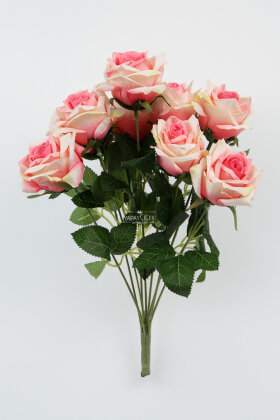 Yapay Çiçek 9'lu Bağdat Gülü Demeti 42 cm Ebruli - 3