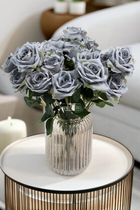Yapay Çiçek 9'lu Bağdat Gülü Demeti 42 cm Gri - Yapay Çiçek Deposu
