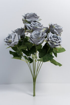 Yapay Çiçek 9'lu Bağdat Gülü Demeti 42 cm Gri - 3