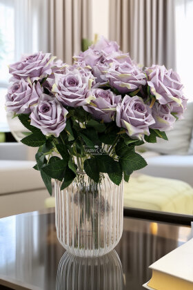 Yapay Çiçek 9'lu Bağdat Gülü Demeti 42 cm Lila - Yapay Çiçek Deposu
