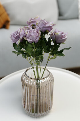 Yapay Çiçek 9'lu Bağdat Gülü Demeti 42 cm Lila - 2