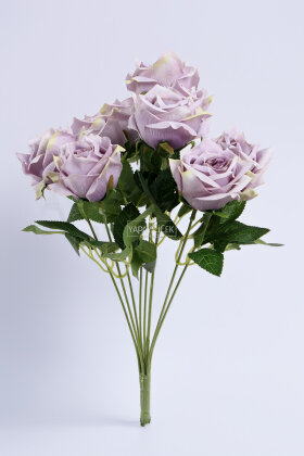 Yapay Çiçek 9'lu Bağdat Gülü Demeti 42 cm Lila - 3