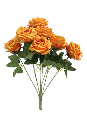 Yapay Çiçek 9'lu Bağdat Gülü Demeti 42 cm Turuncu - 3