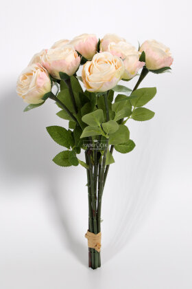 Yapay Çiçek 9'lu Kibar Lüx Gonca Gül Dalı Demeti 35 cm Somon - 3