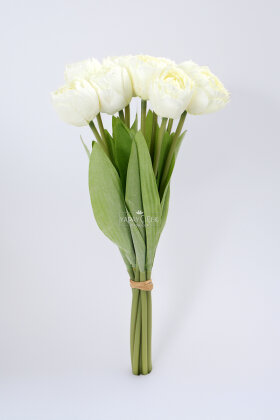 Yapay Çiçek 9'lu Kuru Model Dağ Lalesi Demeti 40 cm Krem - 3