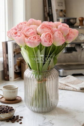 Yapay Çiçek 9'lu Kuru Model Dağ Lalesi Demeti 40 cm Pembe - Yapay Çiçek Deposu