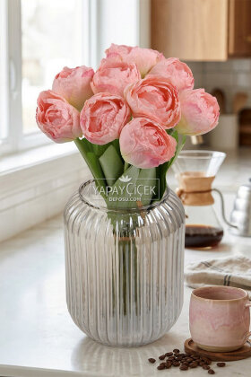 Yapay Çiçek 9'lu Kuru Model Dağ Lalesi Demeti 40 cm Pembe - 2