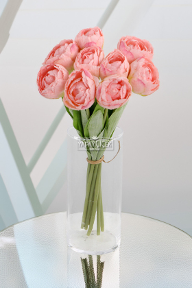 Yapay Çiçek 9lu Lüx Kumaş Dağ Lalesi 35cm Pembe - Yapay Çiçek Deposu