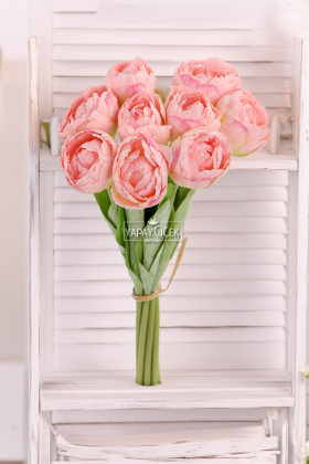Yapay Çiçek 9lu Lüx Kumaş Dağ Lalesi 35cm Pembe - 2