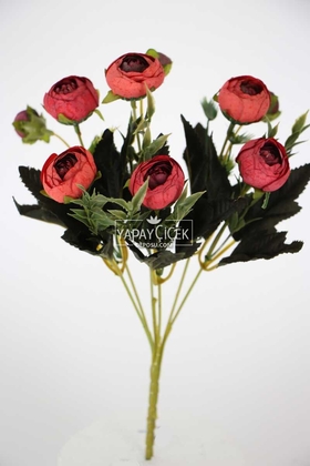 Yapay Çiçek Pastel Şakayık Gül Demeti 30cm Bordo - Yapay Çiçek Deposu