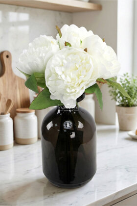 Yapay Çiçek 6lı Açmış Şakayık Gül Buketi Krem - Yapay Çiçek Deposu