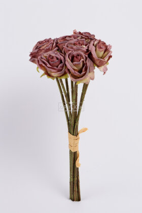 Yapay Çiçek 9'lu Aqua Gül Buketi 26 cm Gül Kurusu - 3