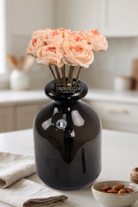 Yapay Çiçek 9'lu Aqua Gül Buketi 26 cm Somon - 2