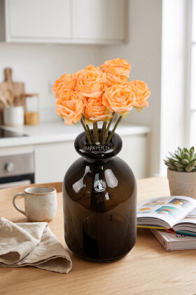 Yapay Çiçek 9'lu Aqua Gül Buketi 26 cm Turuncu - 2